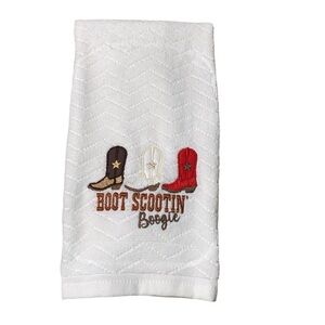 Cowboy boots kitchen towel embroidered appliqué design